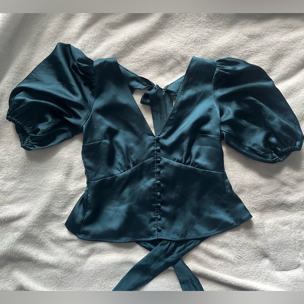 Emerald Green Open-Back Blouse by Abercrombie & Fitch size XS